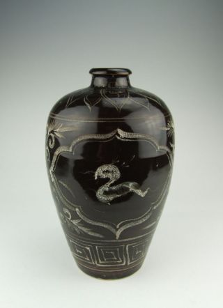 One Jizhou Ware Black Glaze Porcelain Vase photo
