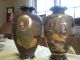 Pair Of Japanese Satsuma Pottery Cobalt Blue Vases Signed Vintage Or Antique Vases photo 1
