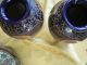 Pair Of Japanese Satsuma Pottery Cobalt Blue Vases Signed Vintage Or Antique Vases photo 4
