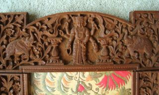 Antique Anglo Indian Carved Sandalwood Photo Picture Frame Goddess Durga C1900 photo