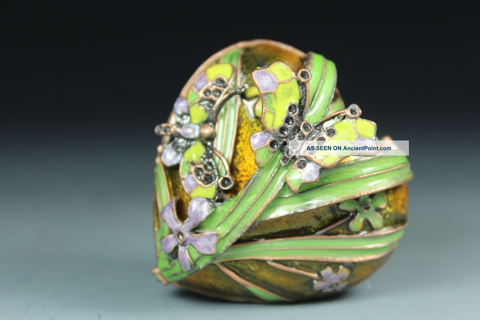 Chinese Handwork Metal Flower Butterfly Old Jewel Case Boxes photo