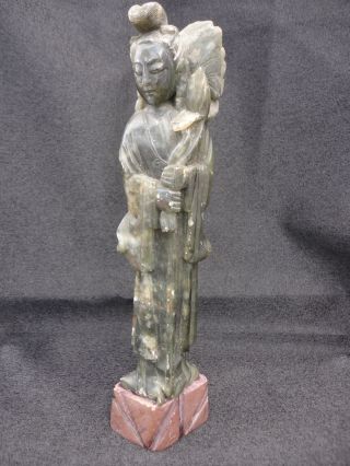Chinese Hand Carved Stone Figurine Height Nine Inches Good Condition photo