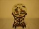 Antique Carved Jadetable Screen Custom Wood Stand Marked With Wax Export Seal Other photo 1