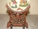 Antique Carved Jadetable Screen Custom Wood Stand Marked With Wax Export Seal Other photo 2