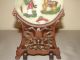 Antique Carved Jadetable Screen Custom Wood Stand Marked With Wax Export Seal Other photo 5