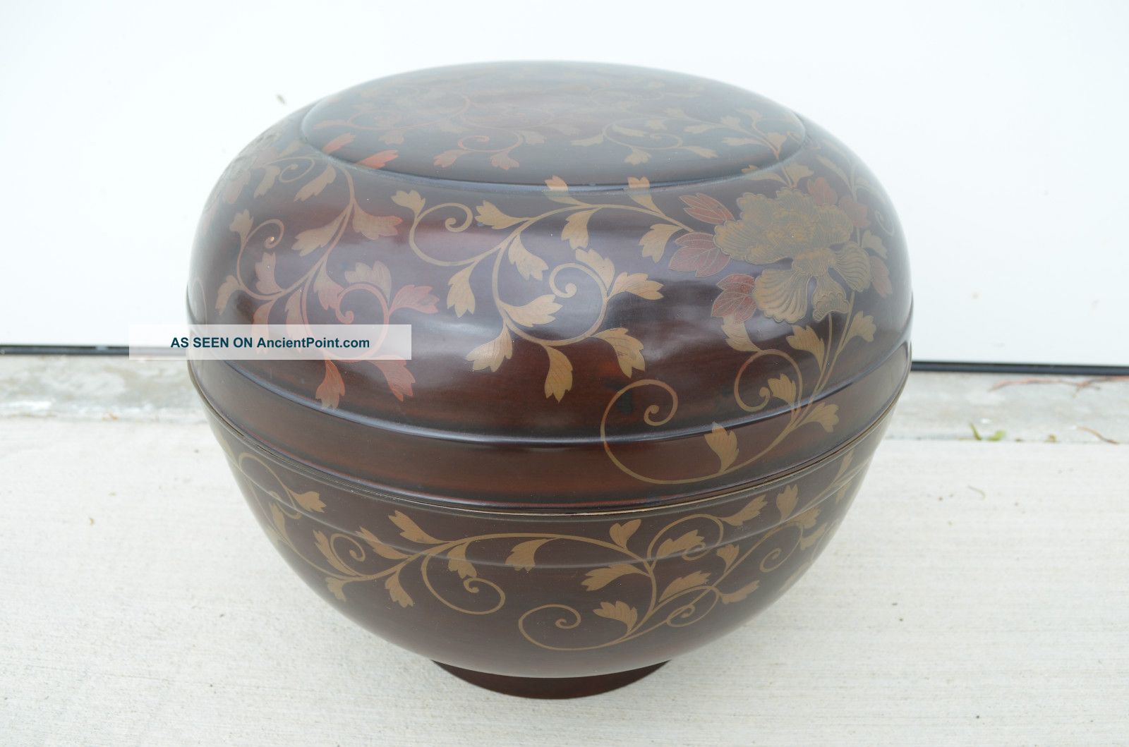 Huge Japanese Daimyo Mingei Lacquer Makie Bowl With Lid,  Rare,  Edo,  Samurai Other photo