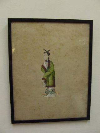 Finely Painted 19th Century Pith/rice Paper Picture Of An Empress photo