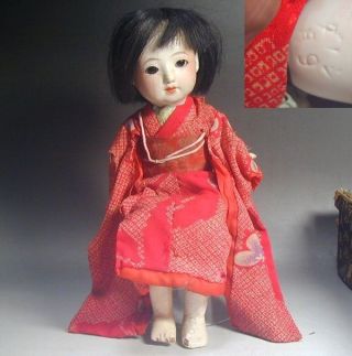 Ichimatsu Doll 361 Antique Jointed Sleep Eyes Bisque Porcelain Gofun Japanese photo