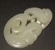 Antique Chinese Carved White Jade Figural Pendant Amulet Beasts Bird Amulets photo 4