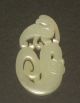 Antique Chinese Carved White Jade Figural Pendant Amulet Beasts Bird Amulets photo 7