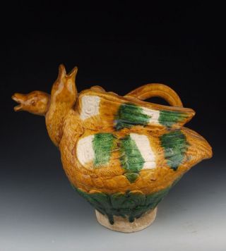 One Tri - Colored Pottery Double - Ducks Shaped Wine Pot photo