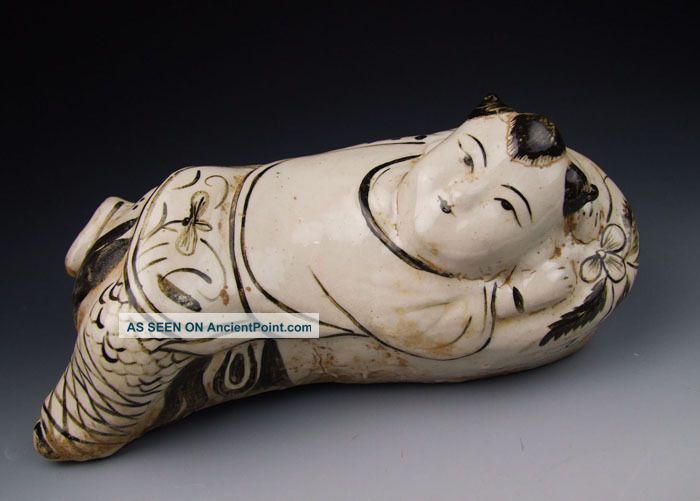 One Cizhou Ware Porcelain Boy - Shaped Headrest Vases photo