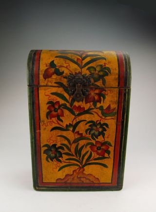One Tibetan Wooden Casket Painted With Traditional Tibetan Motif photo