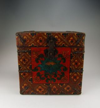 One Tibetan Wooden Casket Painted With Traditional Tibetan Motif photo
