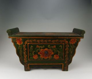One Tibetan Painted Wooden Desk - Shaped Casket photo