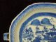 Antique 19c Chinese Export Blue Canton Porcelain Warm Dish Excellent Plates photo 2