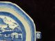 Antique 19c Chinese Export Blue Canton Porcelain Warm Dish Excellent Plates photo 3