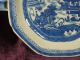 Antique 19c Chinese Export Blue Canton Porcelain Warm Dish Excellent Plates photo 6