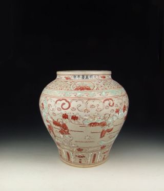 One Red&green Coloring Porcelain Pot With Boys Pattern photo