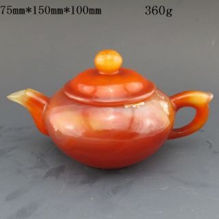 1800 Cts 100% Natural Agate Hand - Carved Teapots & Lid Nr photo