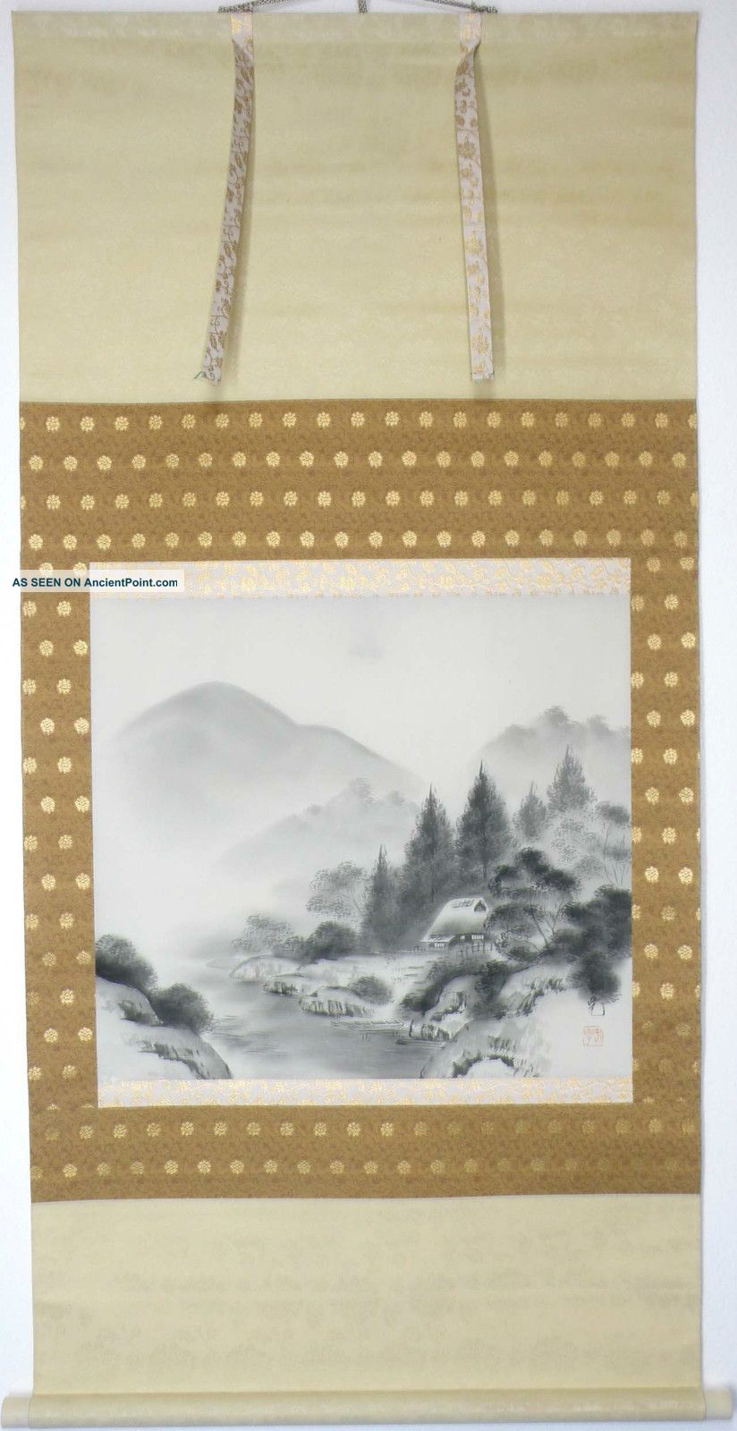 Japanese Kakejiku Hanging Scroll: Monochrome Landscape Painting N479 Paintings & Scrolls photo