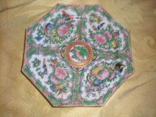 Antique Chinese Rose Medallion Famille Octagon Plate 19th Century photo