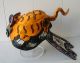 Antique Chinese Hat Silk Orange Tiger With Mouse In Ear Cricket Robes & Textiles photo 2