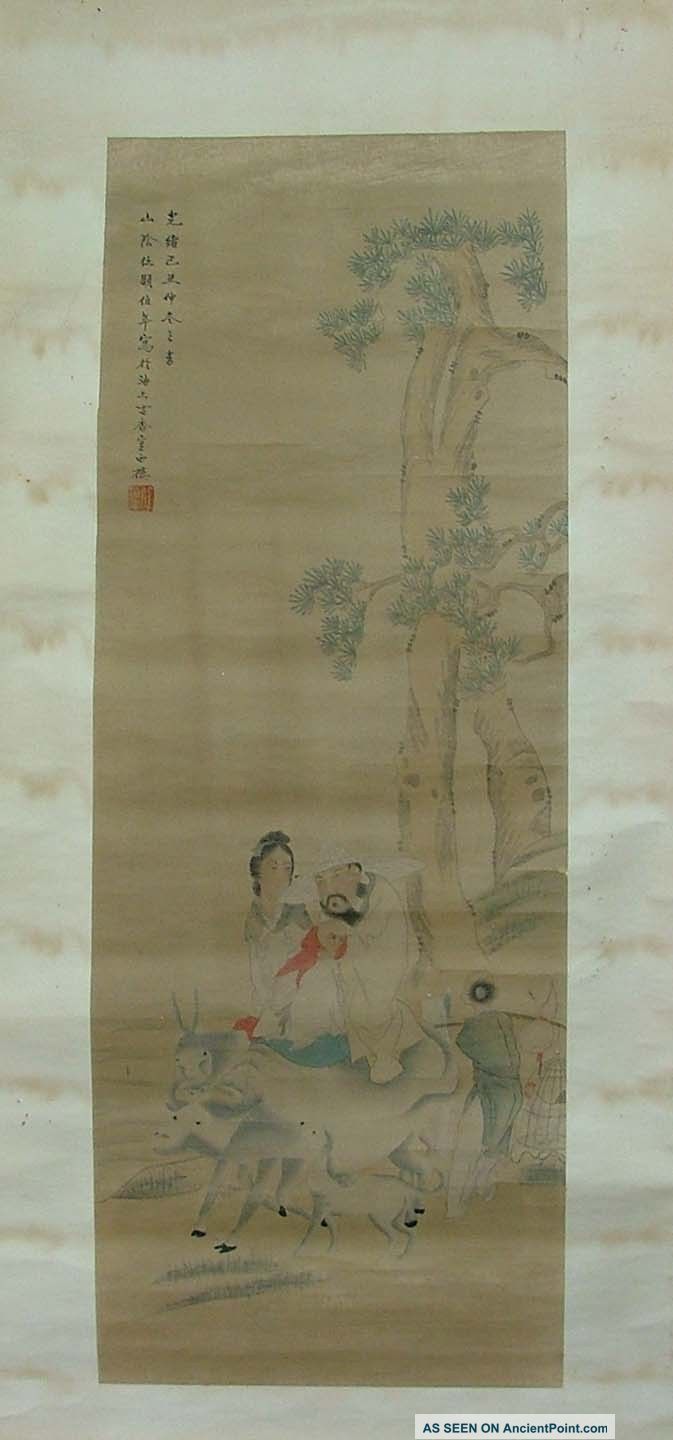 Late Qing Dynasty Signed Scroll Painting By Ren Bonian (1840 - 1896) Vases photo