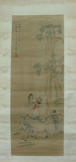 Late Qing Dynasty Signed Scroll Painting By Ren Bonian (1840 - 1896) photo