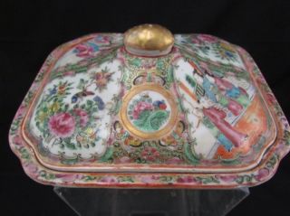 Antique Chinese Rose Medallion Porcelain Vase Or Lidded Bowl Nr photo