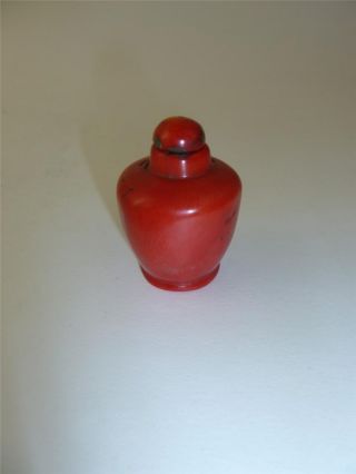 Antique Vintage Chinese Hand - Carved Coral Snuff Bottle & Stopper photo