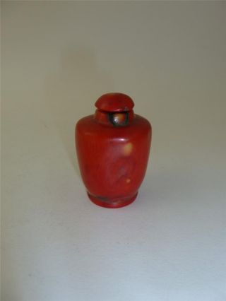 Stunning Antique Vintage Chinese Hand - Carved Coral Snuff Bottle & Stopper photo