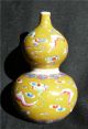 Antique Chinese Double - Gourd Vase Enamel Bats Design On Mustard Field Signed Vases photo 1