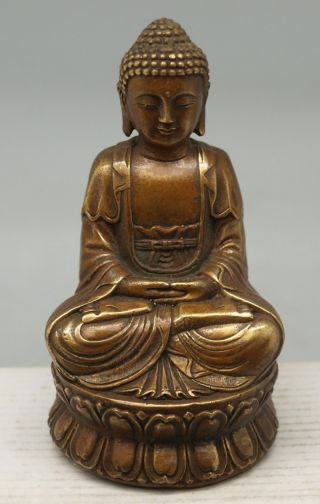 Oriental Chinese Bronze Buddha Statue - 12cm High - Seated - Praying photo