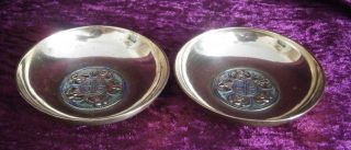 Pair Of Antique Chinese Enamelled Brass Dishes - photo
