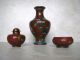 Vintage Early 1900 ' S Chinese Cloisonne Vase W/ Salt Celler & Pepper Shaker Set Other photo 1