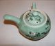 A Lovely Old Handwork Molded Celadon Yokode Kyusu Side Handled Teapot,  Unmrkd Teapots photo 4