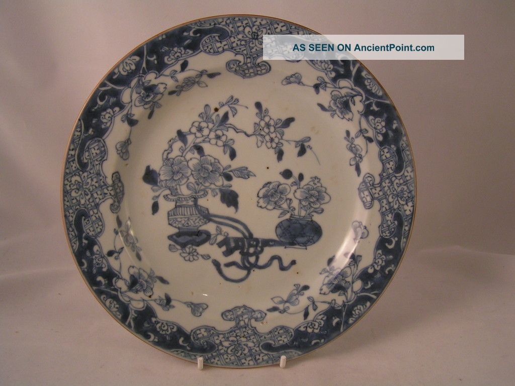 An Old 19th Century Blue And White Chinese Plate Porcelain photo