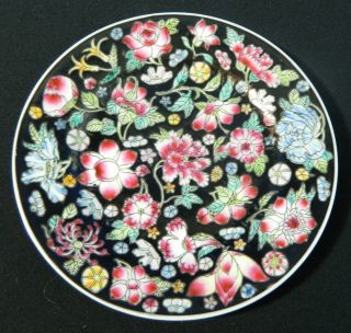 Six Chinese Mille Fleur Or Millifleur Famille Noir Vintage Set Of Plates photo