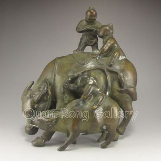 Chinese Bronze Statue - Cowboy & Oxen Nr photo