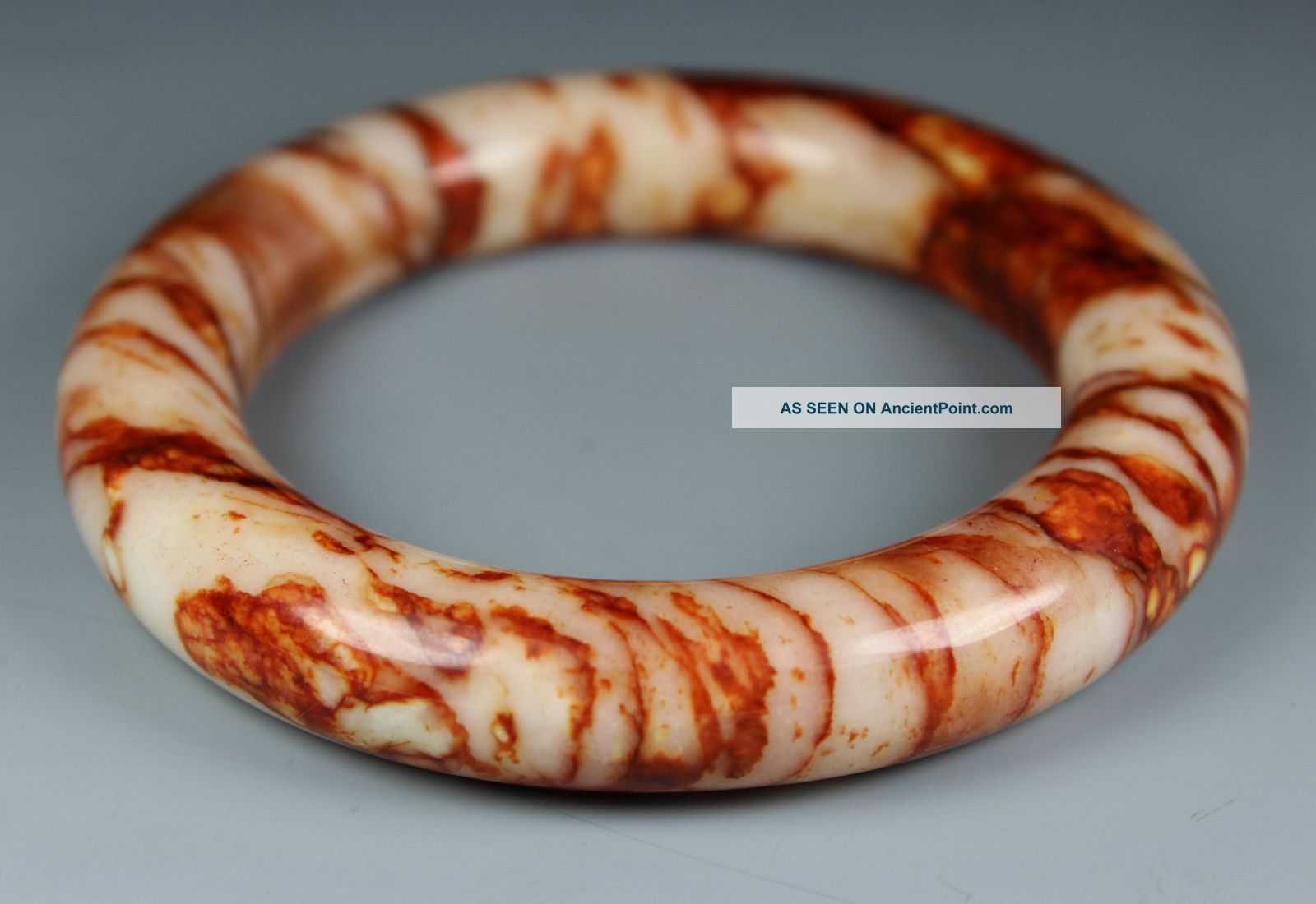 Chinese Old Nature Stripe Jade Handwork Burnish Bracelet Other photo