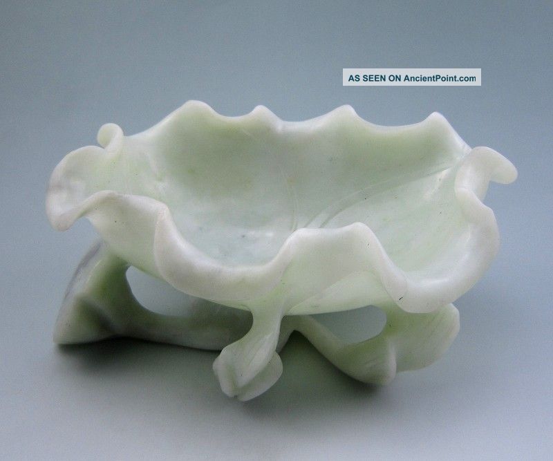 773g Chinese Hetian Jade Carved Lotus Leaf Brush Washer Nr Other photo