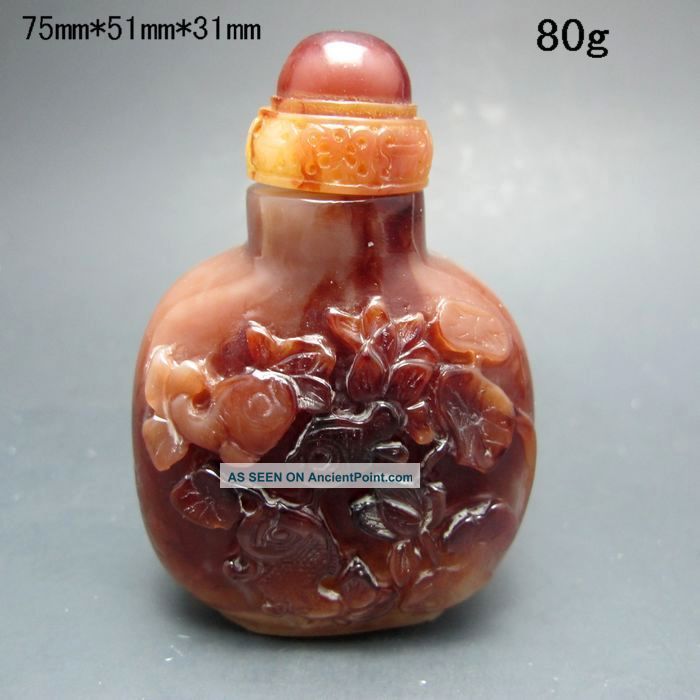 Chinese Hand - Carved Glass Snuff Bottle - - Fish&lotus Nr/pc2307 Snuff Bottles photo
