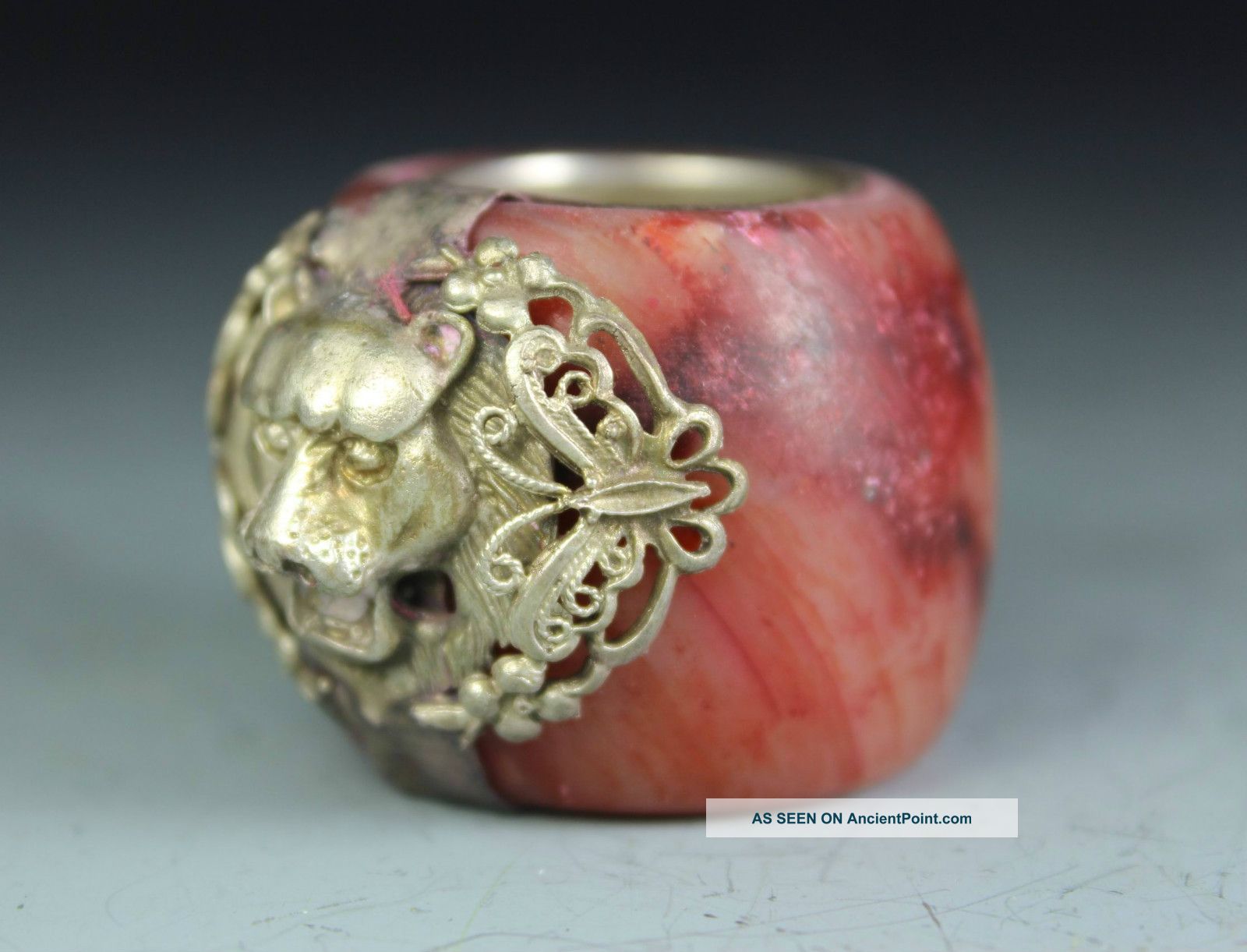 Chinese Old Jade Handwork Leo Butterfly Ring Other photo