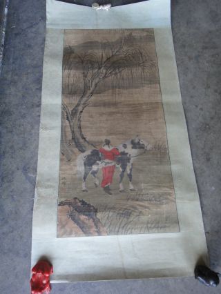 Rare Antique Chinese Landscape/men/horse With Sign/seal photo