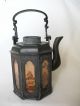 Antique Chinese Export Pewter Teapot Octagonal Glass Panels Marked Teapots photo 2