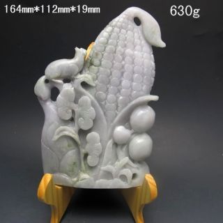 100% Natural Jadeite A Jade Hand - Carved Statues - Maize&ruyi&squirrel Nr/xb2329 photo
