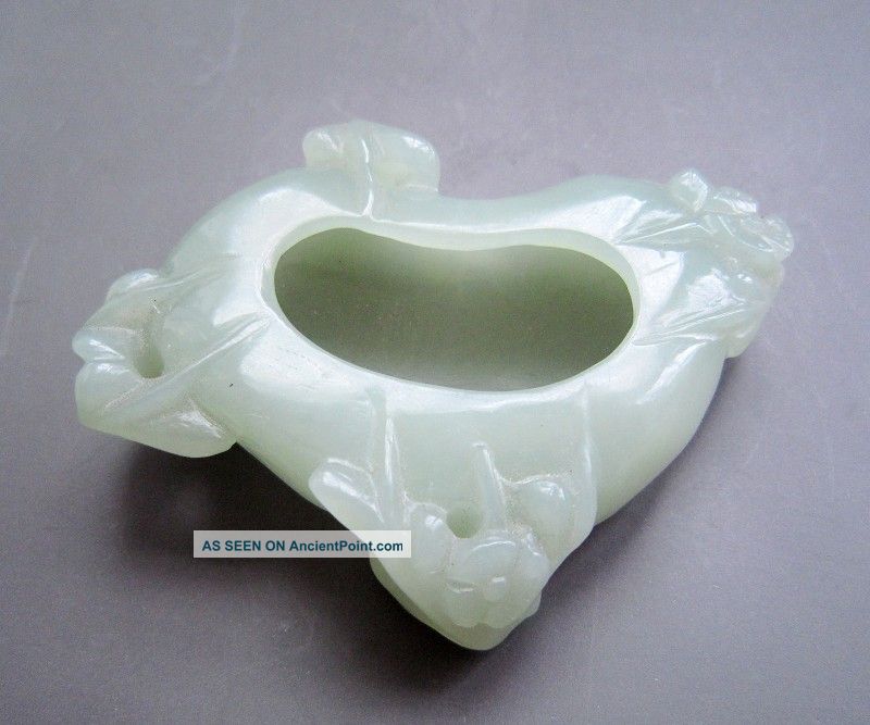 18 - 19th C.  Chinese Hetian Jade Carved Plum Flower Brush Washers Other photo