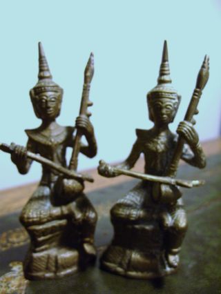 Pair Of Very Old Asian Bronze Figures photo