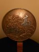 Antique Japanese Bronze Detailed Hand Mirror With Cranes And Wrapped Handle Other photo 1